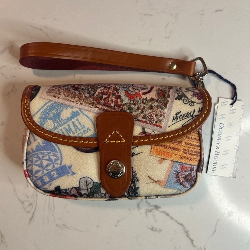 Dooney & Bourke Disney Parks Map Flap Wristlet – NWT, Rare Print